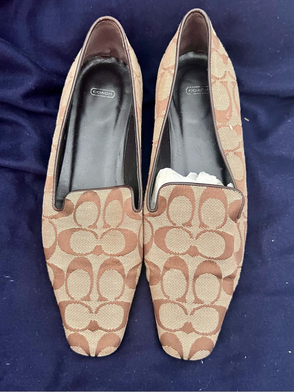 Coach Brown Signature Monogram Slip-On Loafers